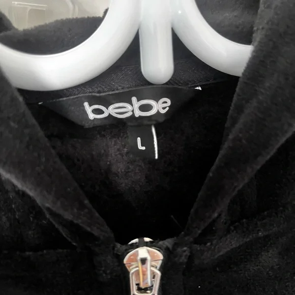 Classic Bebe Black Velour Tracksuit with Rhinestones - Picture 2 of 8